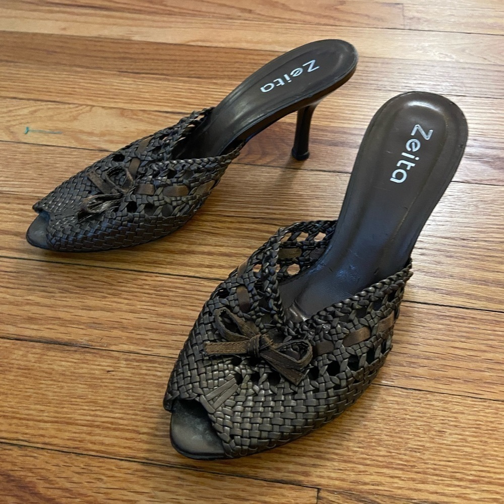 Zeita slip on woven peep toe mules Size 39